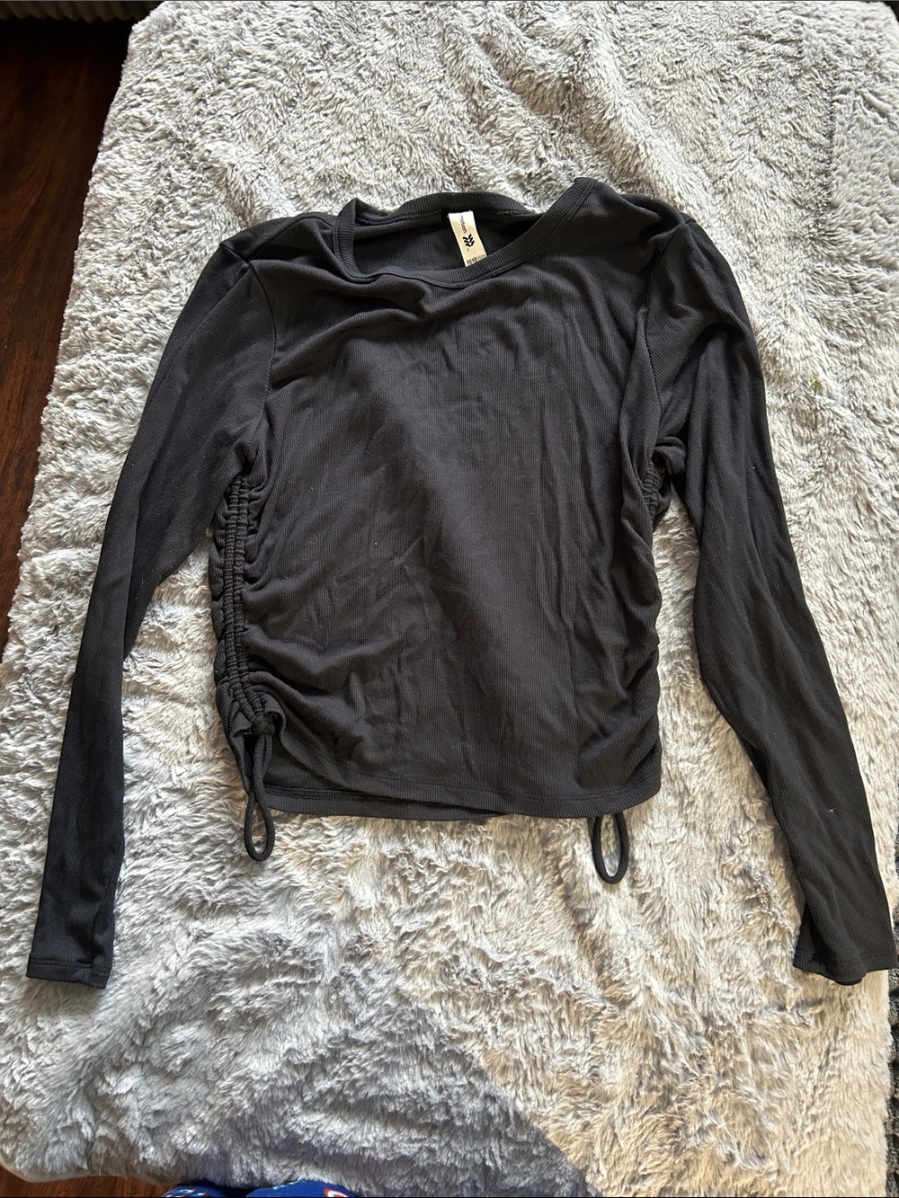 all in motion Black Long-Sleeve Side-Ruching Top